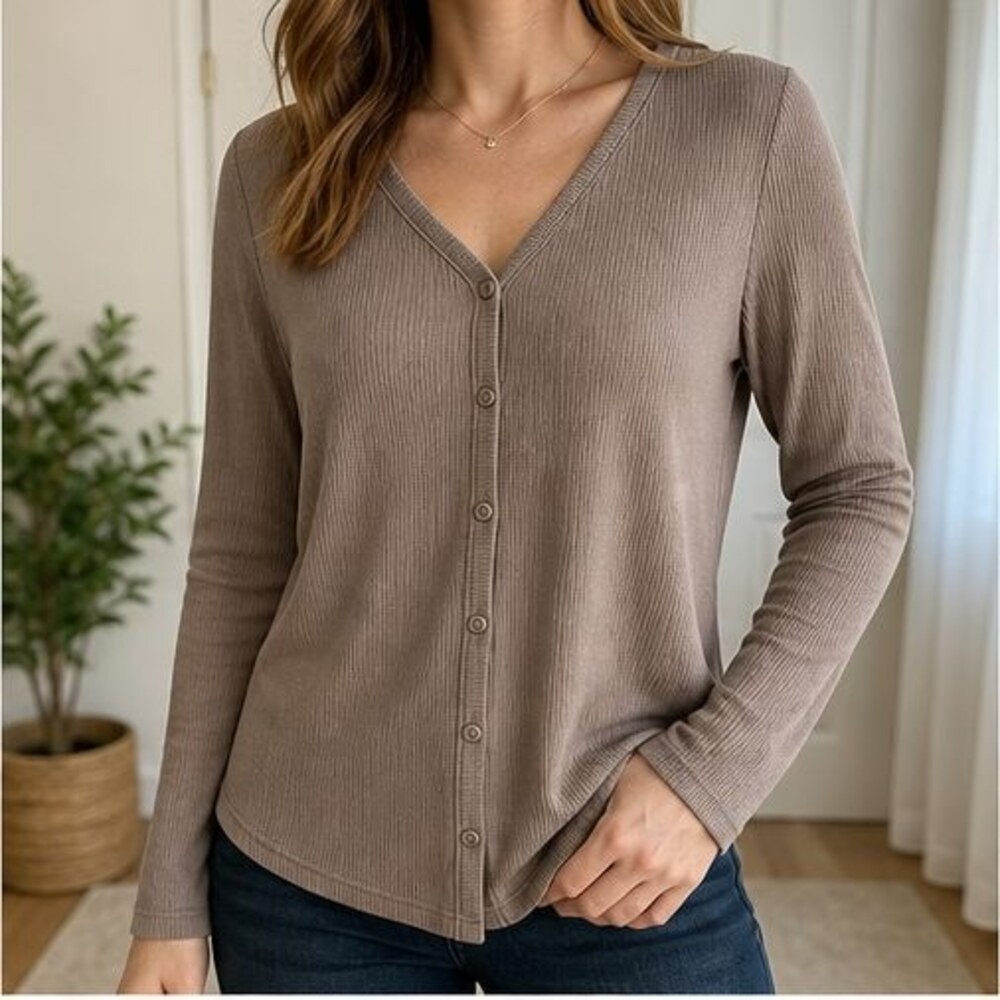 Taupe Wrap Blouse - Picture 2 of 6
